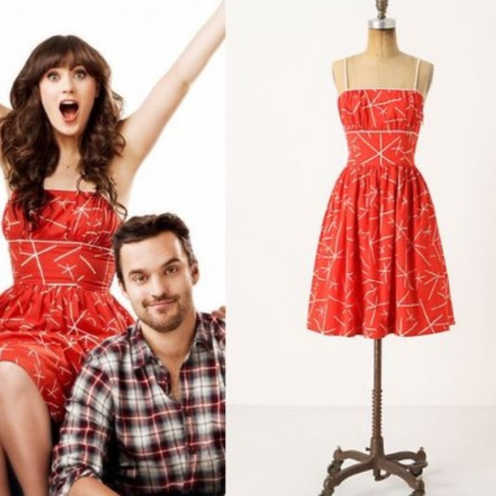 Anthropologie Red and White Retro Dress